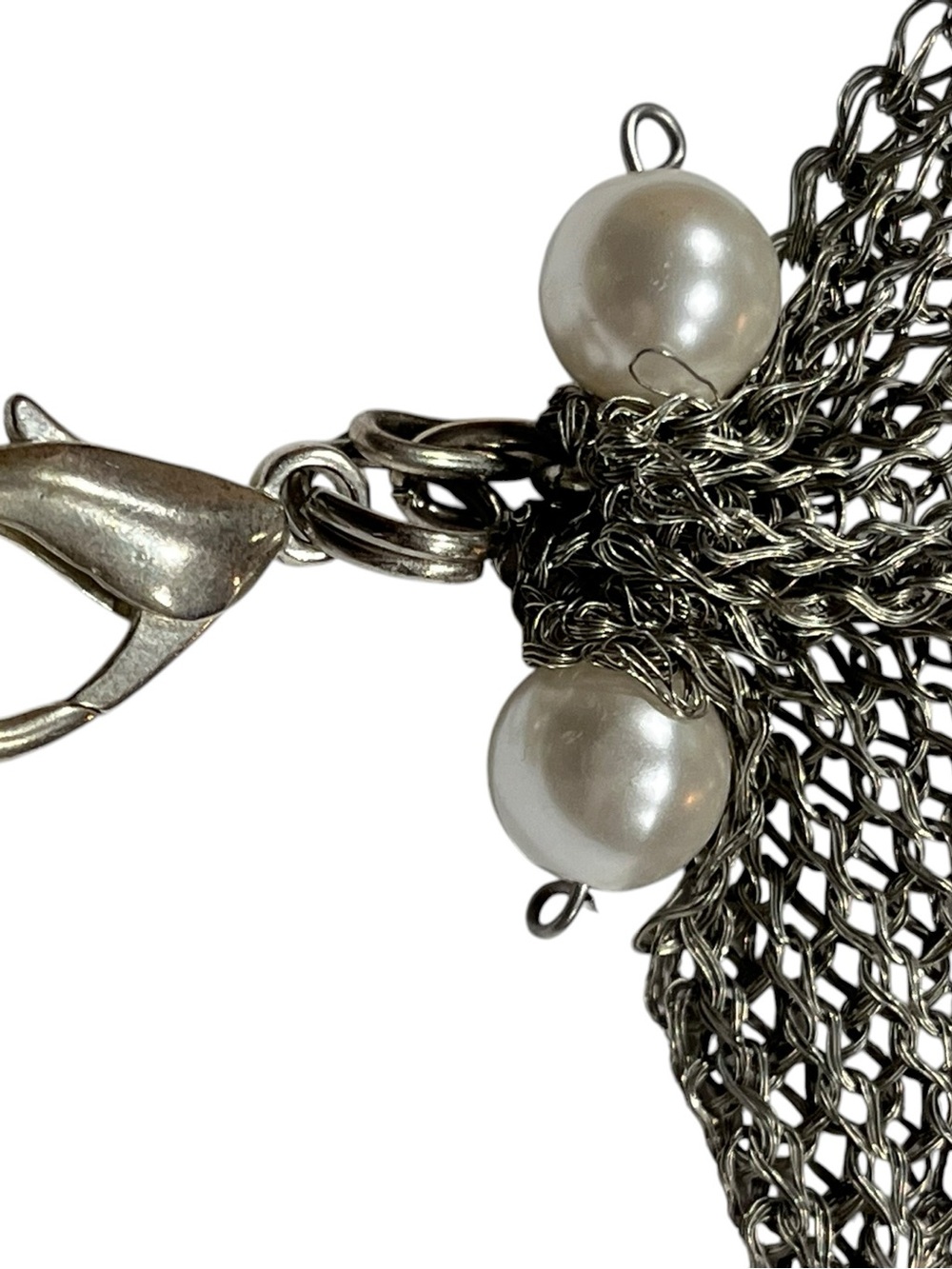 Metal Mesh Chainmail Bracelet Cuff Silver Tone Ruffle Sculptural Goth Cosplay - Picture 7 of 10